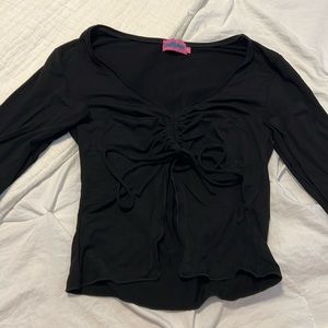 Edikted black long sleeve, open scrunch top.